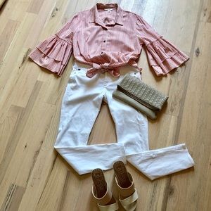 Ella Moss Ruffled Sleeve Button Up Top